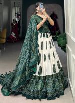 Tussar Silk Green Festival Wear Bandhej Print Readymade Lehenga Choli